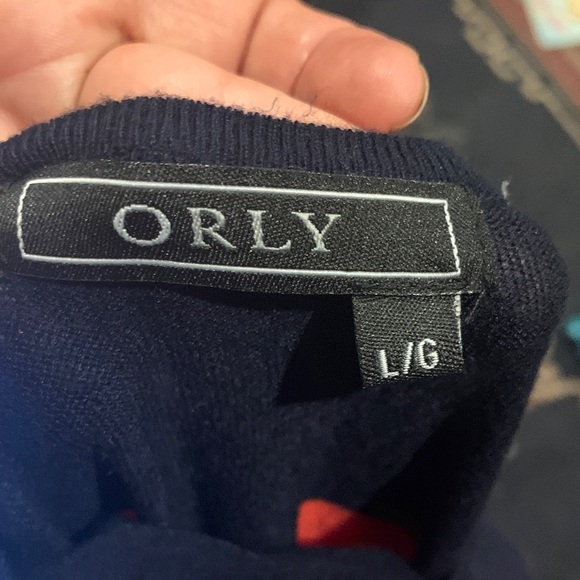 Orly Sweater 100% Cotton pockets Boat Yacht Red White and Blue Chic Pullover Y2K - Picture 2 of 9